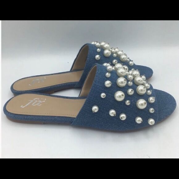 🎁The fix Faris Flat Slide Denim sandals size :9.5 - Picture 3 of 10